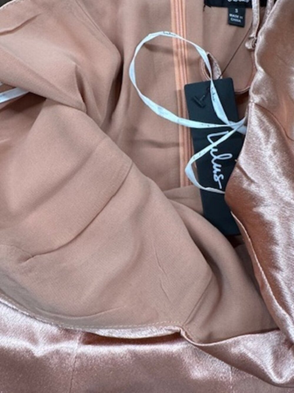 Lulus Make it a Night to Remember Peach Satin Mini Dress NWT - Picture 4 of 6